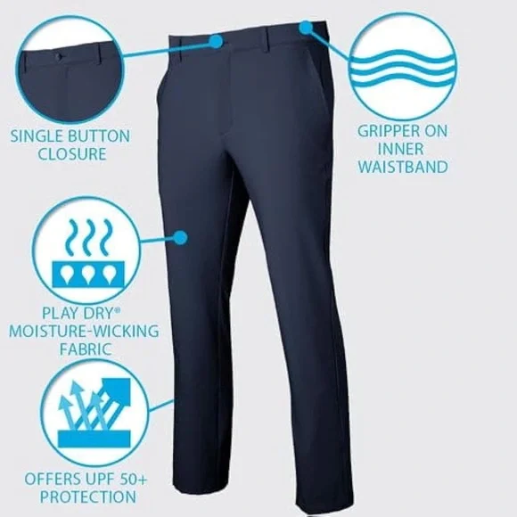 Greg Norman Gn Collection Men's Flat Front Stretch Tech Golf Pants Black 36x32